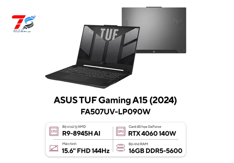 Laptop ASUS Gaming TUF A15 FA507UV-LP090W (Ryzen 9 8945H | 16GB DDR5 | 512GB | RTX 4060 8GB GDDR6 | 15.6 inch FHD | W11H | Xám )